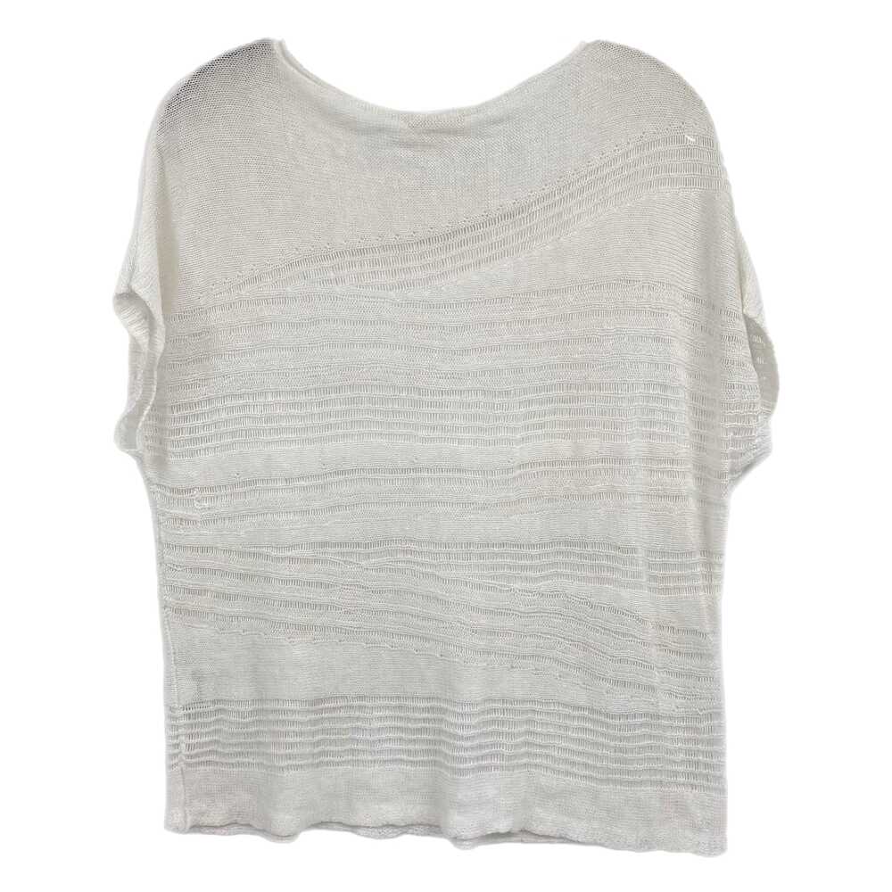 Eileen Fisher White Blouse Boat Neck Knit Short Sleeve | Womens S